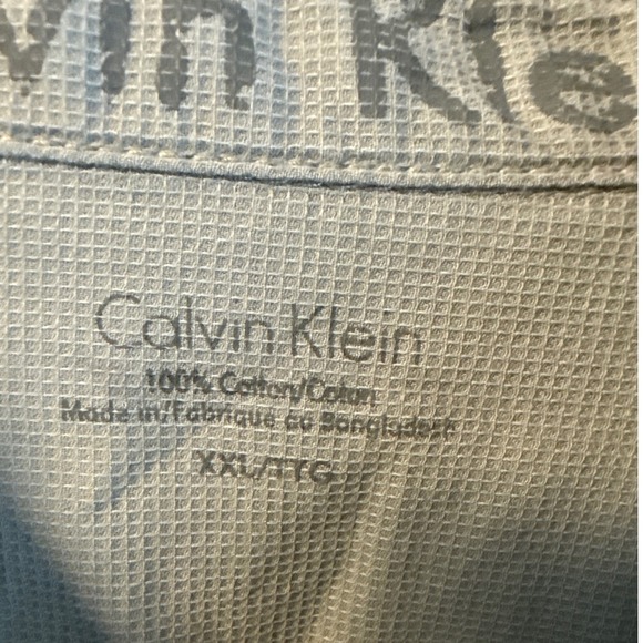 Calvin Klein Mens XXL Olive Green Waffle Weave Military Epaulette Button Down - Picture 5 of 7